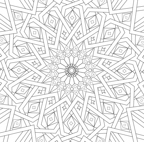 Traditional Islamic Mosaic Coloring Page